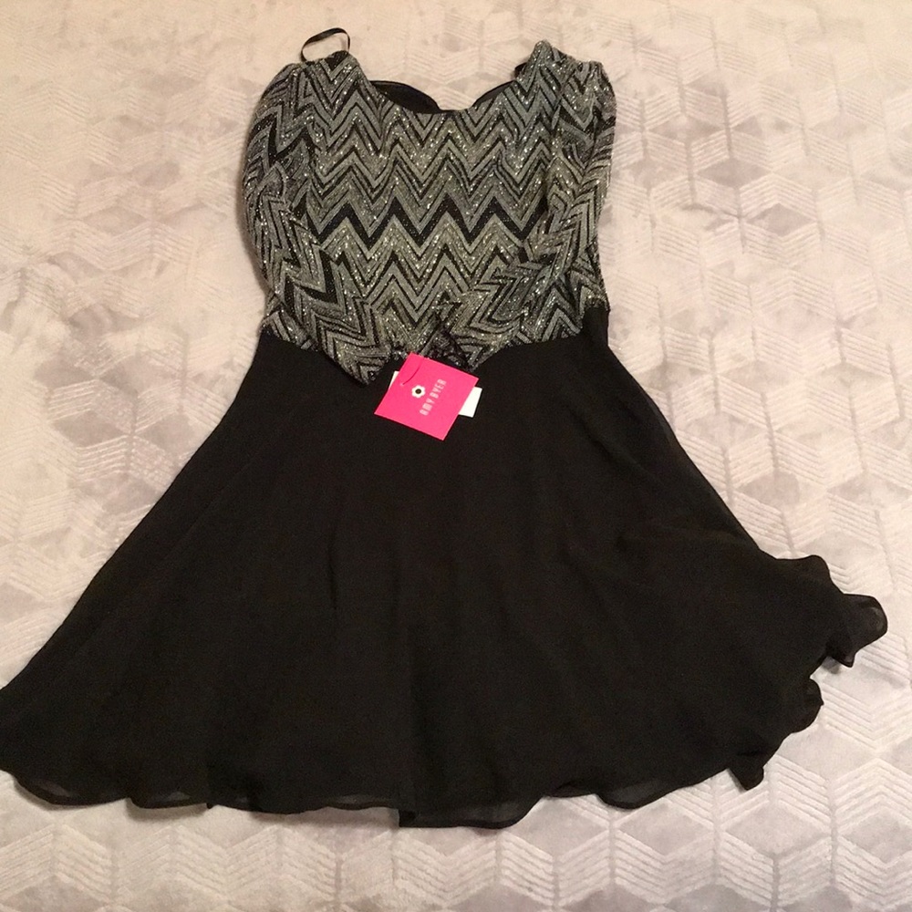 A sparkly black dress